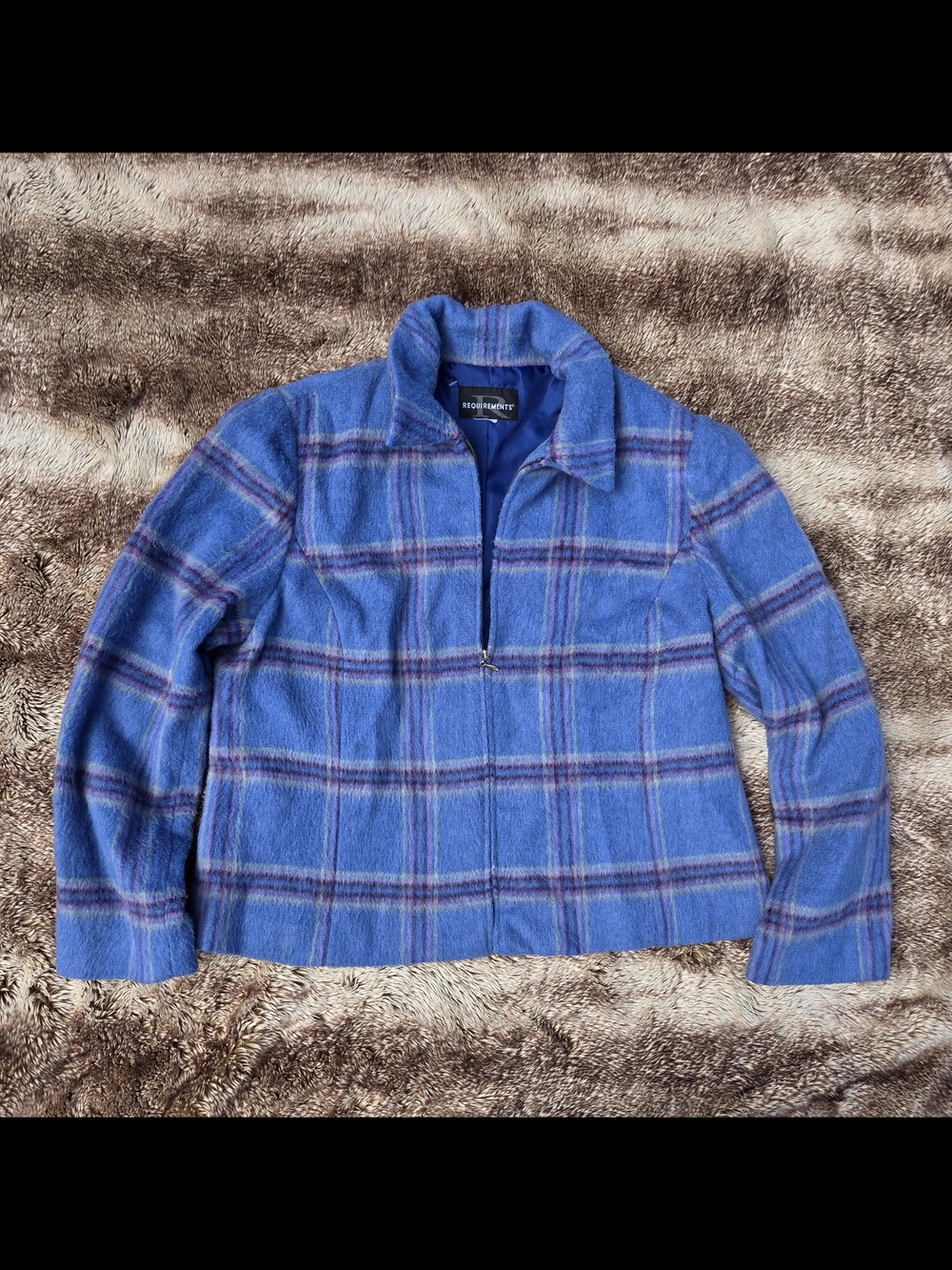 Y2K Blue Plaid Wool Blend  Soft Grunge Academia | Vintage 90s 2000s Clueless